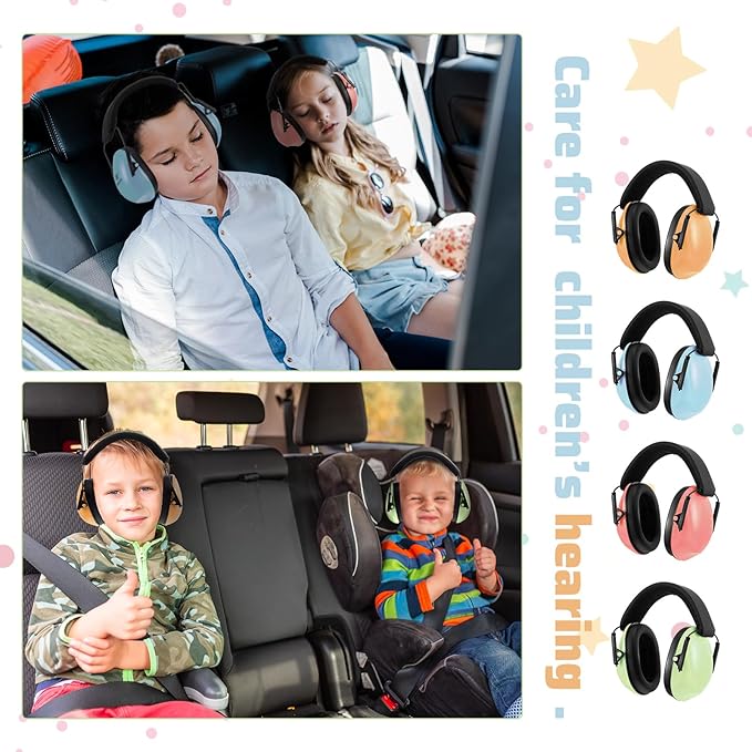 Amylove 6 Pcs Kids Noise Cancelling Headphones 27db Adjustable Earmuffs for Autism Sensory Toddler Children(Gentle Colors)