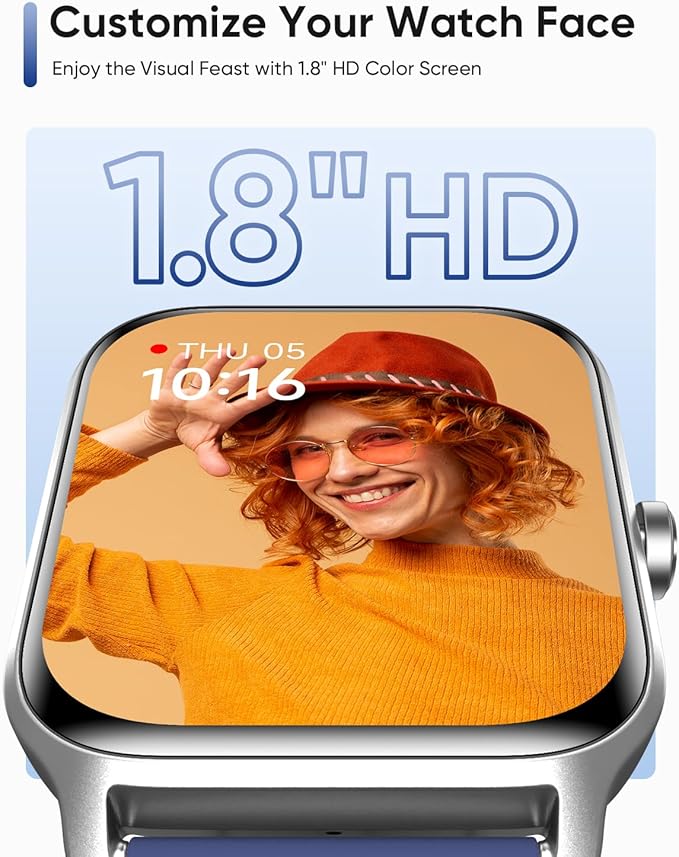 Fitpolo Smart Watch for Men Women Android, Alexa Built-in [1.8" HD Screen] IP68 Waterproof Fitness Watch Bluetooth Call for Android & iPhone with Heart Rate/Sleep/SpO2 Monitor