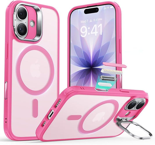 ESR for iPhone 17 Case with Stand, Camera Control Cover Compatible with MagSafe, Military-Grade Drop Protection Magnetic Phone Case for iPhone 17, Scratch-Resistant Back Cover,Frosted Pink