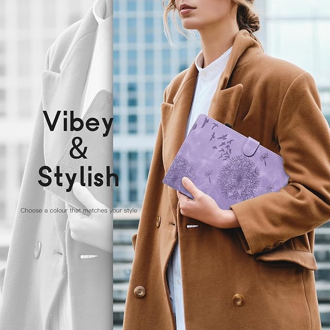 Tablet Case for Samsung Tab A 10.1, Dandelion Design with Kickstand for Pencil Holder, Magnetic Closure Case Compatible with Samsung Galaxy Tab A 10.1 Inch 2019 SM-T510 T515 T517 Purple