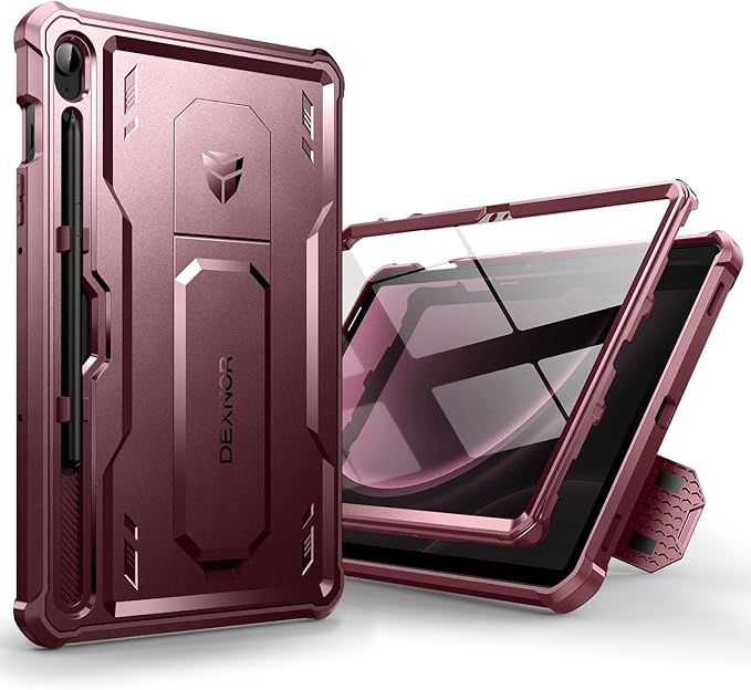 Dexnor Case for Samsung Galaxy Tab S10 Lite /S10 FE/S9 FE 10.9 Inch(2025/2023), [Built in Screen Protector & Kickstand] with Pen Holder Heavy Duty Full Body Cover for S9 FE 5G Tablet Case (Red)