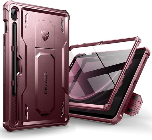 Dexnor Case for Samsung Galaxy Tab S10 Lite /S10 FE/S9 FE 10.9 Inch(2025/2023), [Built in Screen Protector & Kickstand] with Pen Holder Heavy Duty Full Body Cover for S9 FE 5G Tablet Case (Red)