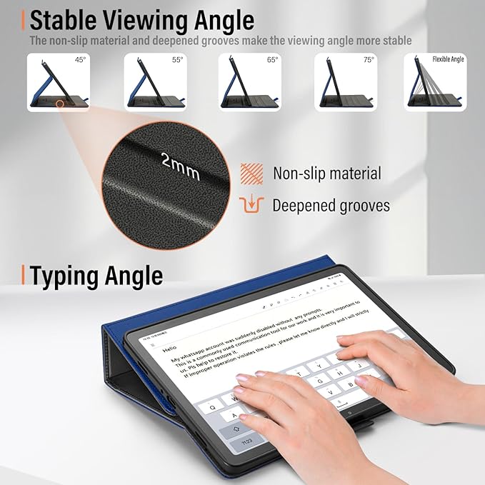 Handmade Case for Samsung Galaxy Tab A9 Plus/A9+ 5G Tablet 11 Inch 2023 SM-X210/SM-X216/SM-X218u with Pocket,Multi Angles,Magnetic Closure,Vegan Leather Folio Cover,Auto Sleep/Wake,Blue