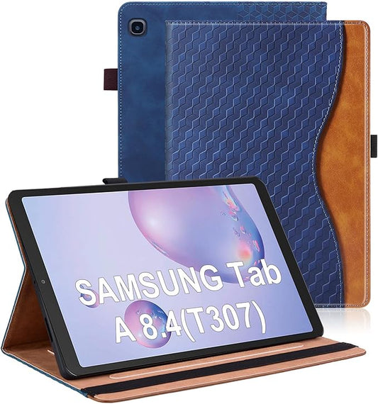 Case for Samsung Galaxy Tab A 8.4 2020 Model SM-T307 Multi-Angle Stand Folio Cover PU Leather with Card Pocket Tab T307 Case,Blue