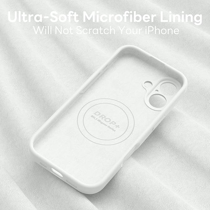 Vooii Magnetic Compatible with iPhone 17 Case (Compatible with Magsafe) (Upgraded Camera Protection) Liquid Silicone Shockproof Full Body Protective Phone Cover for Women Men, White, 6.3"