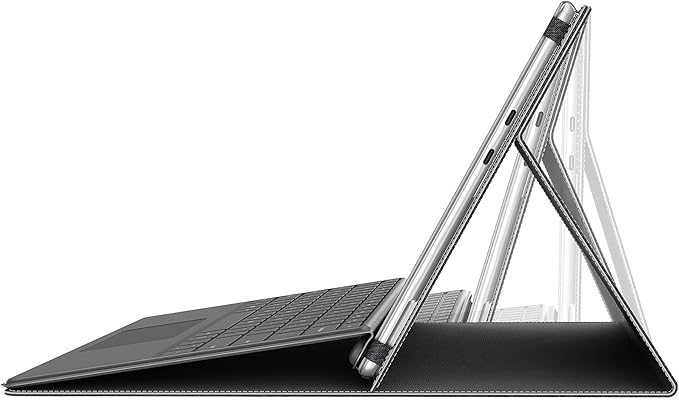 Laptop Case for Microsoft Surface Pro 1st Edition 12-inch, PU Leather Tablet Protective Cover with Multi-Angle Built-in Kickstand & Pen Holder, (Black)