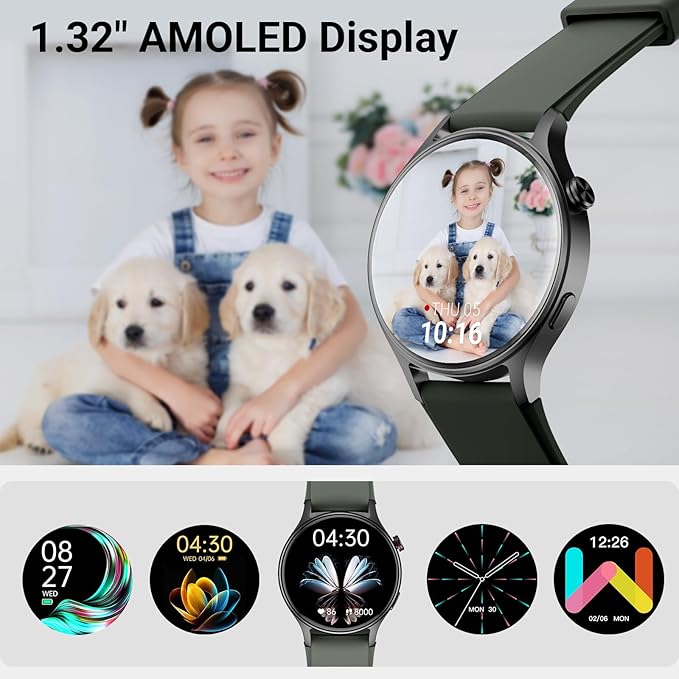 Fitpolo Smart Watch for Men Women,1.3" AMOLED Touchscreen Fitness Tracker, Make/Answer Calls, Heart Rate SpO2 Monitor, IP68 Waterproof, Sleep & Activity Tracking Smartwatch for Android Phones iPhone