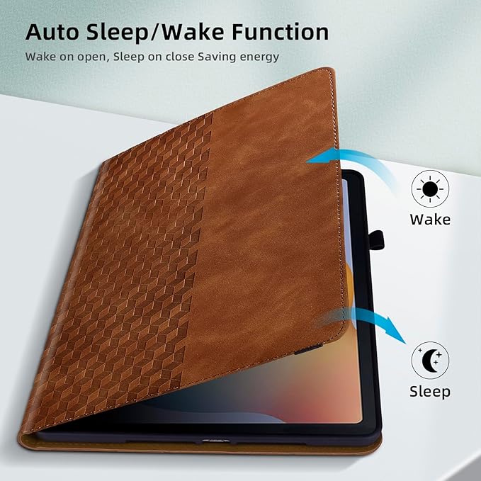 Case for Samsung Galaxy Tab S10 Lite/ S10 FE/ S9 FE 5G 10.9 Inch/Tab S9 11 Inch, Magnetic PU Leather Folio Adjustable Stand Shell Foldable Card Holder Multi-Angle Woman Man,Brown