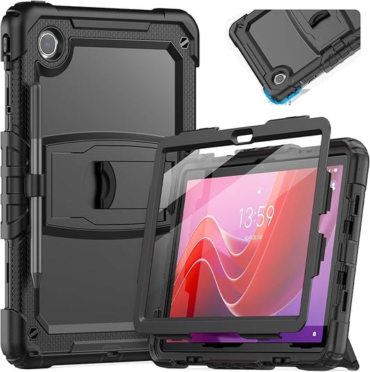HXCASEAC Tablet Case for Lenovo Tab M11 (TB-330 FU/TB-330XU), Shockproof with Screen Protector/Built-in Stand/Pen Holder, Tab M11 Case for Kids / K11 LTE - Black