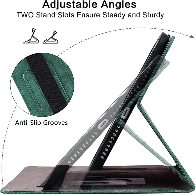 Case for Lenovo Tab M11 (TB-330FU/330XU) 11" 2024, Embossed Lace PU Leather Flip Folio Stand Cover Case with Elastic Band Card Slots Pen Holder & Multiple Viewing Angles- Green