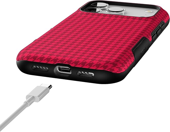 Casely iPhone 17 Pro Case | Best Dressed | Red Houndstooth | Bold Protective Design | Compatible with MagSafe