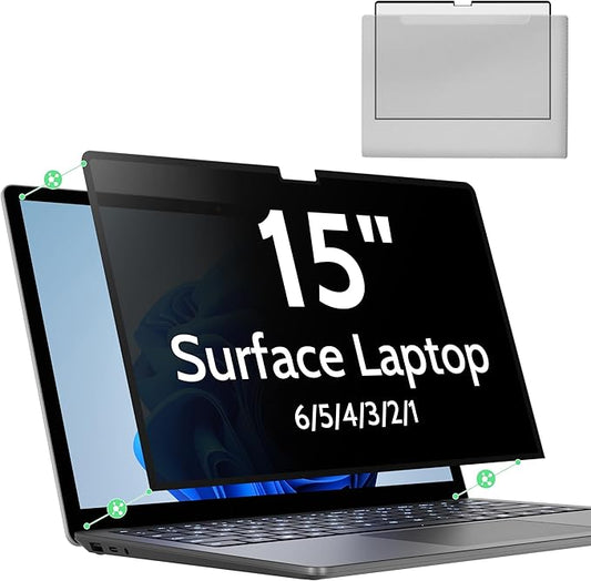 Nano 15 Inch Privacy Screen for Microsoft Surface Laptop 6/5/4/3/2/1, Removable Film Anti-Spy Filter Black Security Protector, Anti Glare Blue Light Shield Matte Screen Guard