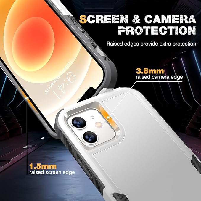 Diaclara Designed for iPhone 12 Case/iPhone 12 Pro Case, [with Privacy Screen Protector] [Anti Spy] [Military Grade Drop Protection] Heavy Duty Full-Body Shockproof Phone Case, White