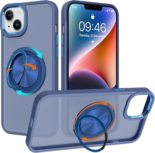 ZIYE Blue Case for iPhone 14 Case with Stand [Compatible with MagSafe] Slim Heavy Duty Protection Military Grade Shockproof Magnetic Cover with 360 Rotatable Ring Kickstand for Women Men