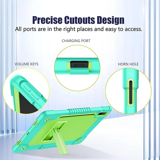 for Lenovo Tab P12 Case,for Lenovo Tab P12 12.7 Inch Tablet Case,Heavy Duty Kids Shockproof with Kickstand Shoulder Strap Cover for Lenovo Tab P12 2023/2024/Xiaoxin Pad Pro (Mint Green)