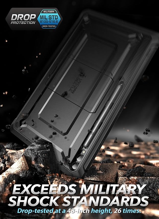 SUPCASE for Samsung Galaxy Tab S10 Ultra Case with Stand (Unicorn Beetle Pro), [Built-in Screen Protector & S Pen Holder] Full-Body Heavy Duty Tablet Cover for Galaxy Tab S9 Ultra/S8 Ultra, Black