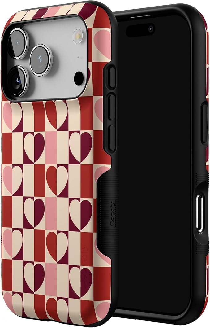 Casely iPhone 17 Pro Case | Love's a Game | Retro Hearts | Bold Protective Design | Compatible with MagSafe