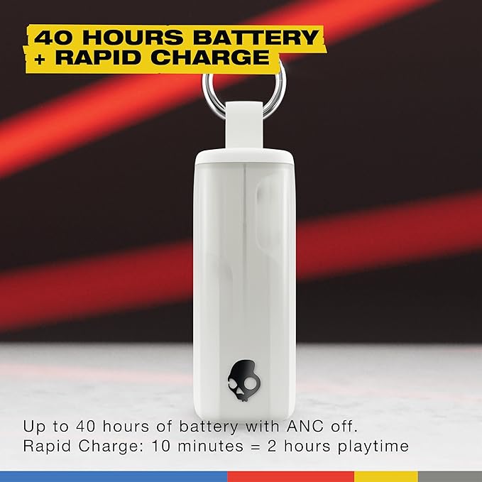 Skullcandy Method 360 ANC Wireless Earbuds, Sound by Bose, Bluetooth Headphones, Premium Noise Cancelling, Up to 40 Hrs Battery, Sweat and Water Resistant, Microphone for iPhone Android - Bone