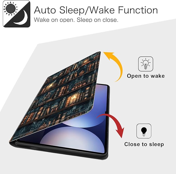 Case for Samsung Galaxy Tab S10 Ultra/Galaxy Tab S9/S8 Ultra 14.6-Inch, Slim PU Leather Stand Cover with Auto Wake/Sleep, Multi-Angle Viewing & Shockproof, Drawn Bookshelv