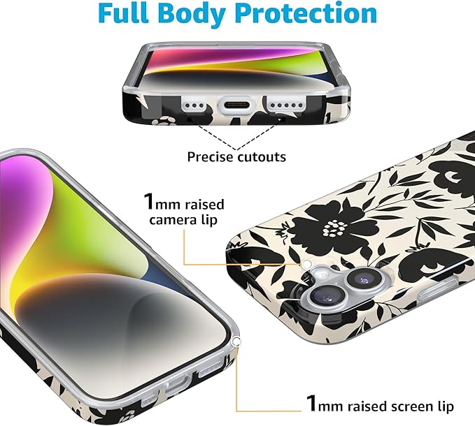 Casely iPhone 17 Case | Dark Fantasy | Contrast Floral | Compatible with MagSafe | Classic Ultra Slim Design