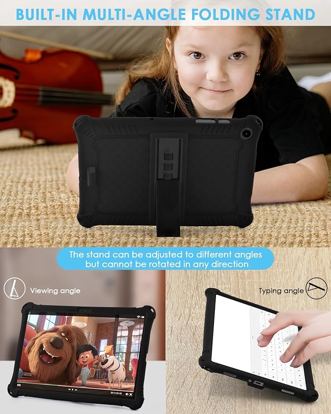 DETUOSI Compatible with Samsung Galaxy Tab A9 Plus Case 11 inch 2023, with Shoulder Strap & Stylus Pen, Soft Silicone Multi-Angle Case for Galaxy Tab A9+ Tablet SM-X210/X216/X218, Black