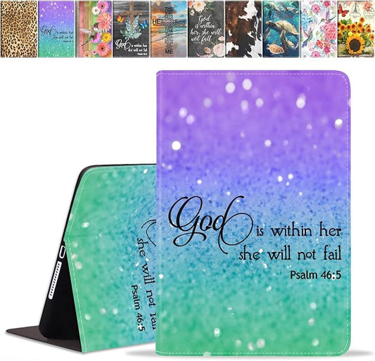 Case for Samsung Galaxy Tab A7 10.4 inch 2022/2020 (SM-T500/T503/T505/T507/T509), Premium PU Leather Stand Folio Cover with Auto Sleep/Wake, Quote Bible Verse Psalm 46:5