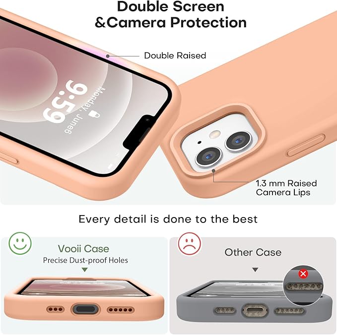 Vooii Compatible with iPhone 12 Case/iPhone 12 Pro Case, Liquid Silicone Upgrade [Soft Anti-Scratch Microfiber Lining] [Shockproof Drop Protection] Phone Case 6.1 inch - Cantaloupe