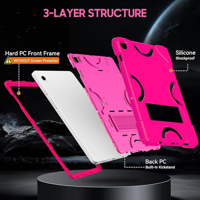 Case for Samsung Galaxy Tab A9+ 11 Inch 2023 Model (X210/X216/X218), Heavy Duty Shockproof Rugged Protective Case for Galaxy Tab A9 Plus Tablet (Hot Pink)