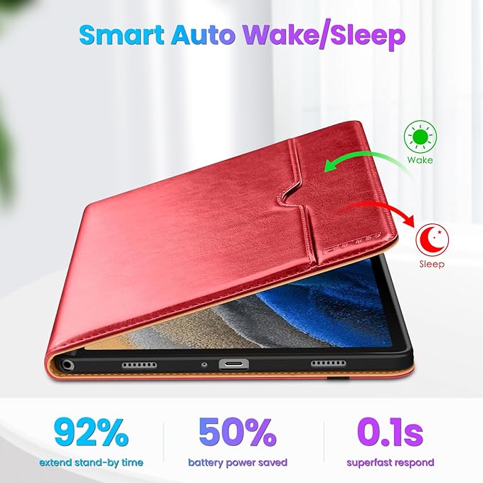 DTTO for Samsung Galaxy Tab A9 Plus 11 inch Case 2023, Premium Leather Business Folio Stand Cover with Hand Strap for Galaxy Tab A9+ 11’’ 2023 Model (SM-X210/X216/X218) - Auto Wake/Sleep, Red
