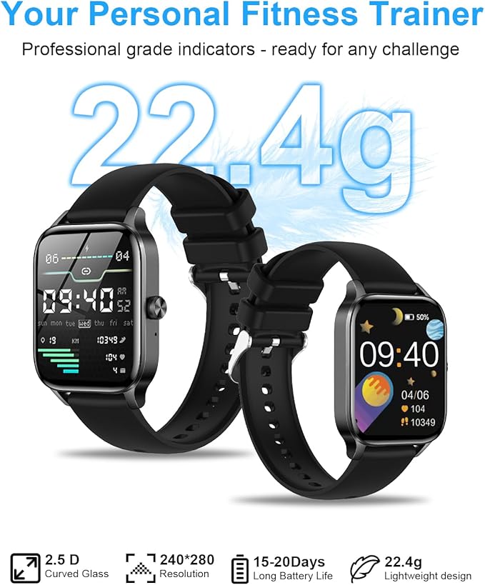 Smart Watch for Men Women, 1.85"HD Fitness Tracker (Answer/Make Call/Messages),130+ Sport Modes with 24/7 Heart Rate/Sleep Monitor/Pedometer, IP68 Waterproof, Smartwatche for Android&iOS (Black)