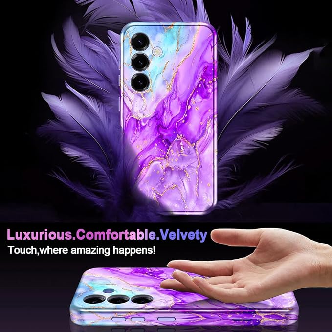 Casetego for Galaxy S25 Case,Compatible with MagSafe,[Military Grade Drop Test] Full Body Protection Slim Shockproof Rugged Marble Women Case for Samsung Galaxy S25 6.2 inch,Bright Purple