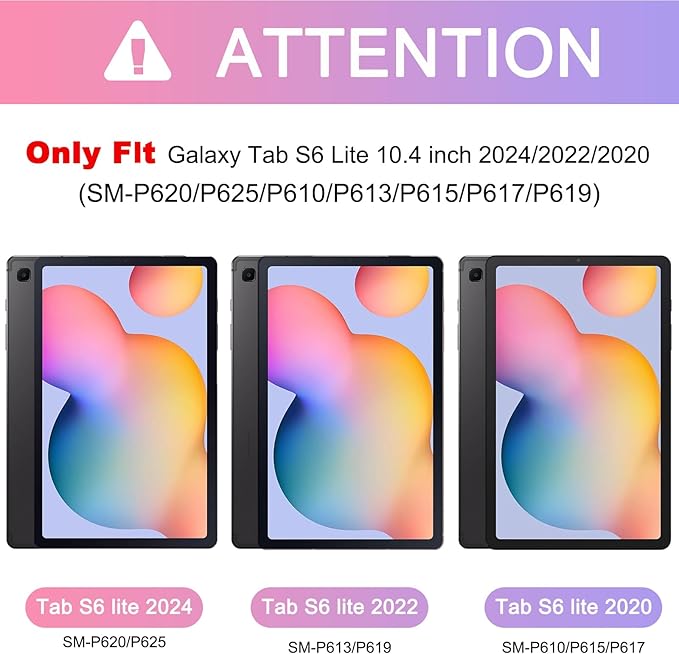 BRAECNstock Kids Case for Samsung Galaxy Tab S6 Lite 10.4 inch 2024/2022/2020 (SM-P620/P610/P619) with Pen Holder Rotating Hand Strap & Stand Shockproof Protective S6 Lite Tablet Case - Colorful Pink