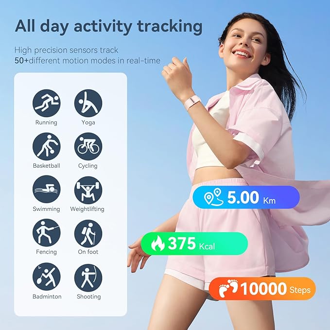 Smart Wristband Men's Fitness trackers Fitness Bands Activity Tracker Sleep Tracker Watch Fitness Wristband Blood Pressure Smart Bracelet (Pink-01)