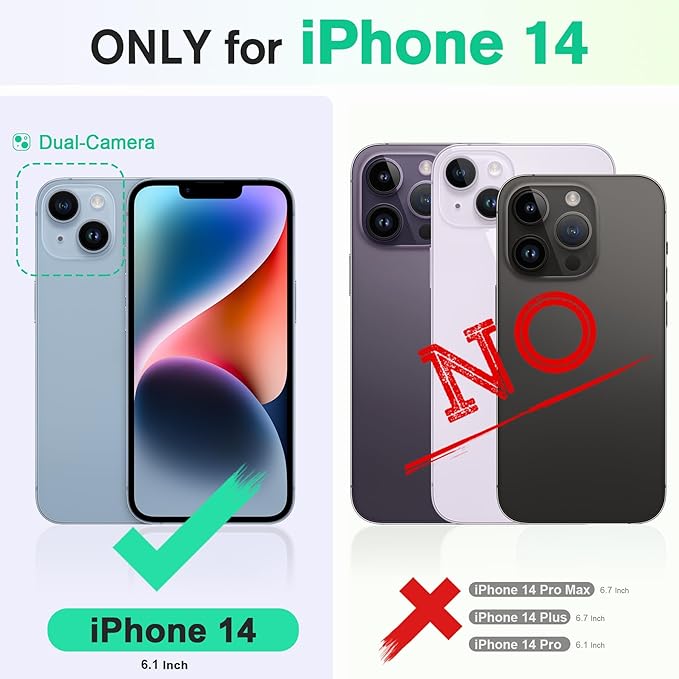 TUCCH Case Wallet for iPhone 14 6.1", Protective [TPU Shockproof Inner Shell], PU Leather [RFID Blocking] [4 Card Holder] Magnetic Stand Cover Compatible with iPhone 14 6.1" 2022, Midnight Green