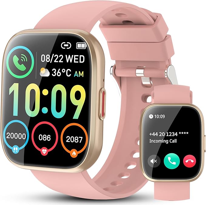 Smart Watch for Women, 1.85" TFT-Touch Screen Smartwatch with Call Function, 112 Sport Modes, Fitness Tracker with 24/7 Heart Rate/Sleep Monitor, IP68 Waterproof, Fitness Watch for Android/iOS, Pink