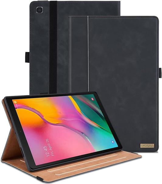 Case for Samsung Galaxy Tab A 10.1 2019 (SM-T510/T515) Multi-Angle Viewing Smart Cover with Pocket, Business PU Leather with Card Slot for Galaxy Tab A 10.1 Inch 2019 Tablet, Black