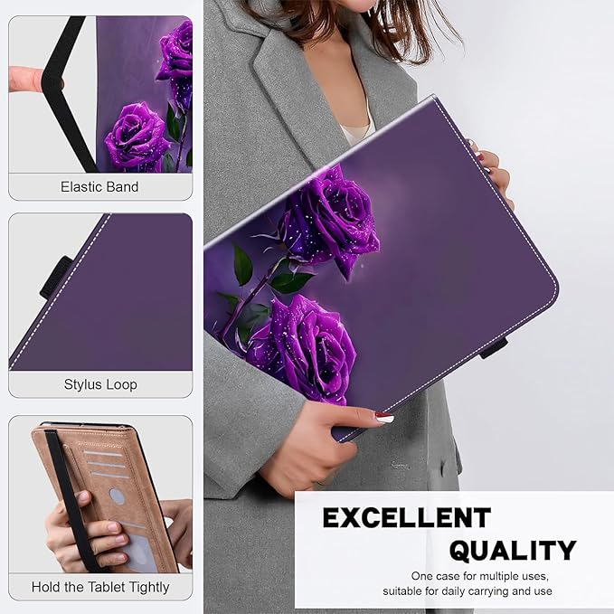 ALILANG Case for Lenovo Tab P12 12.7 inch 2023 (TB-370FUC) Tablet Cases, Ultra-Thin Lightweight Folio Shockproof Folding Stand Protector Cover for Lenovo Tab P12 -Purple Rose