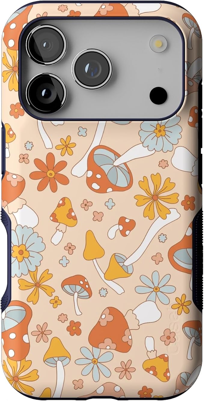 Casely iPhone 17 Pro Case | Mushroom Magic | Retro Floral | Bold Protective Design | Compatible with MagSafe