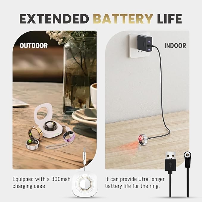 Smart Ring For Women Men, Health Tracker with Heart Rate/Blood Oxygen/Blood Pressure/Sleep Monitoring/Step Counting, IP68 Waterproof Fitness ring, No App Fees for iPhone & Android (Silver, 6#)