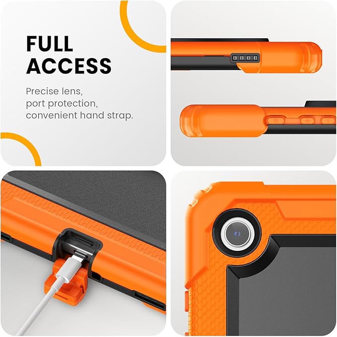 Timecity Case for Samsung Galaxy Tab A9 Plus 11 inch 2024: Sturdy Rugged with Screen Protector, Kickstand, Hand/Shoulder Strap Kids Case for Galaxy Tab A9 Plus/ A9+(SM-X210/X216/X218) - Orange
