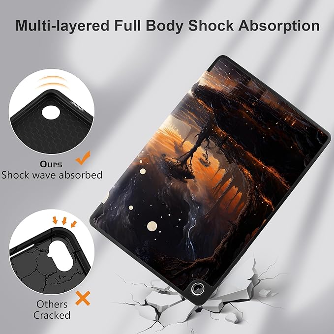 MEEgoodo Case for Samsung Galaxy Tab A9 Plus 11 inch Cover 2024 2023 with S Pen Holder, A9+ Smart Tablet Cases with Trifold Stand+Soft TPU Back Shell+Smart Auto Wake/Sleep, Fantasy Night Landscape