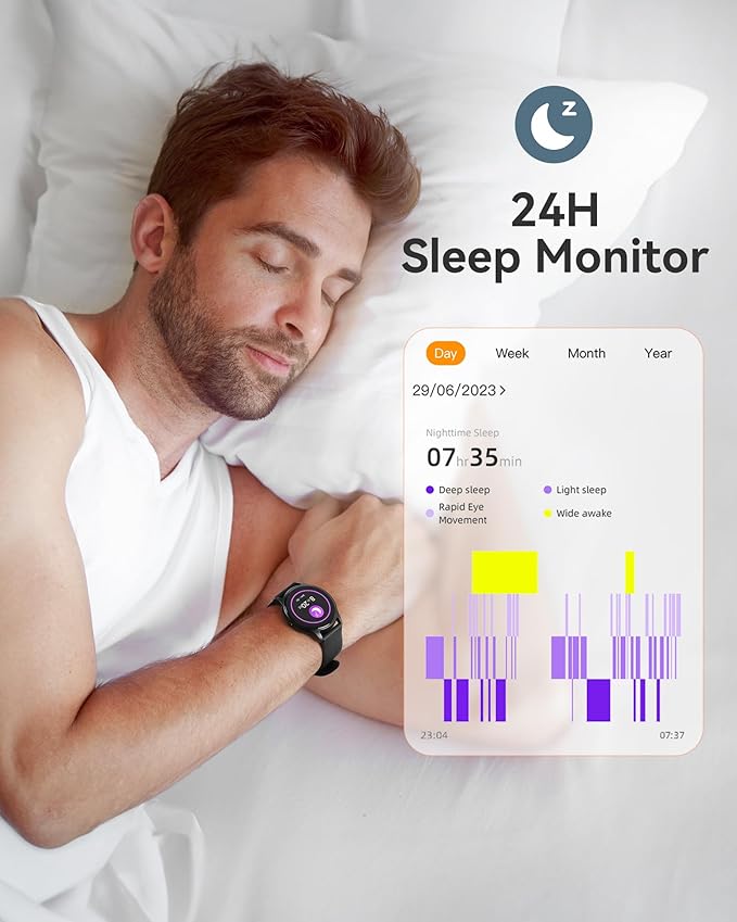 AGPTEK Smart Watch for Women Men, 5ATM Waterproof Smartwatch for Android and iOS Phones, Fitness Tracker Watch with 100+ Sports Modes, Heart Rate Monitor Pedometer Sleep Monitor, Black