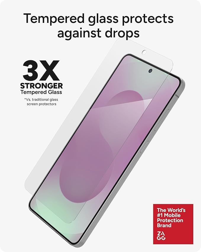 ZAGG Glass+ Samsung Galaxy S25 Edge Screen Protector – Extreme Impact & Shatter Protection, Scratch-Resistant, Smudge-Resistant, Fingerprint Scanner Compatible, InvisibleShield, Easy Installation