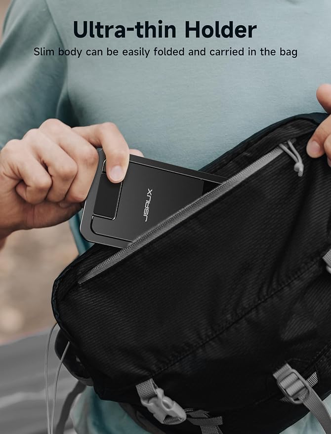 JSAUX Universal Tablet Stand, Portable Foldable Tablet Holder for Desk Compatible with iPad mini/Air, Samsung Galaxy Tab, Kindle Fire, ROG Ally, iPhone and Other Tablets-Black