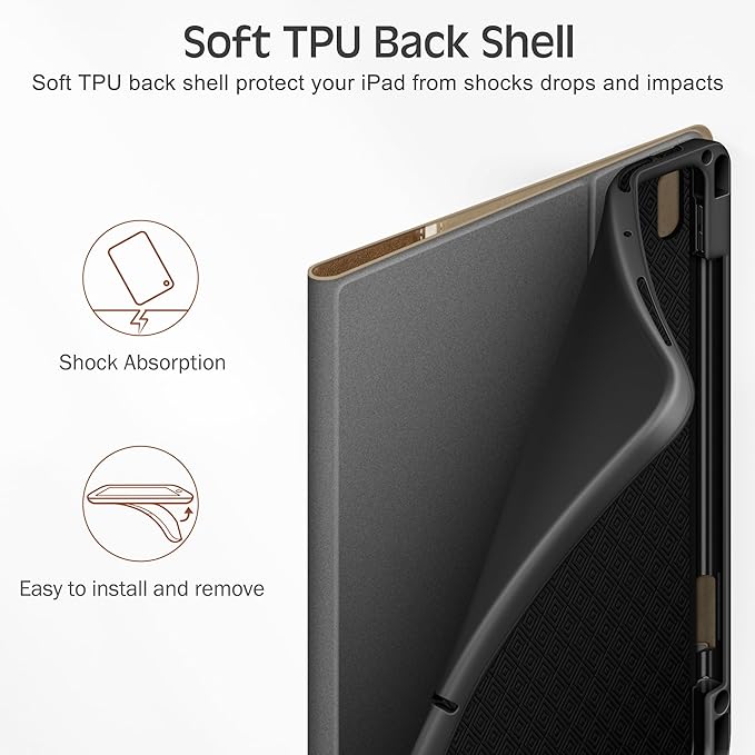 KingBlanc for iPad Air 11-inch Case M3 (2025) / M2 (2024), iPad Air 5th/4th Generation (2022/2020, 10.9") with Pencil Holder, Vegan Leather Stand Cover, Auto Sleep Wake, Viewing/Typing Angle, Beige