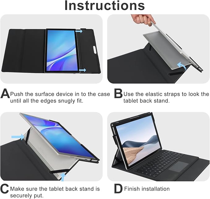 CoBak Case for Surface Pro 2024 Copliot PC 11th Edition - for Microsoft 13 Inch Tablet, Fits Keyboard and Kickstand with Multiple Angle