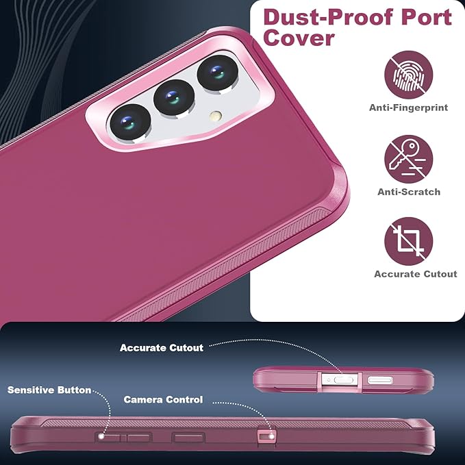 Designed for Samsung Galaxy S24 Plus/S25 Plus Case [with Privacy Screen Protector] 3-Layer Full Body Protection Rugged Shockproof Heavy Duty Phone Case Cover, Purple/Pink