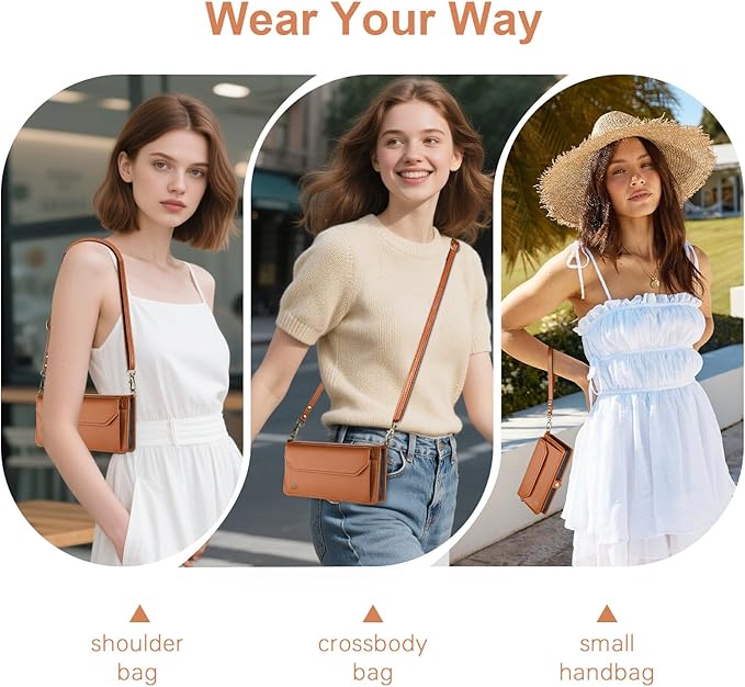 DJBull for Samsung Galaxy S25 Wallet Case with Card Holder, Shoulder and Wristlet Straps, Soft PU Leather, Magnetic Snap, Flip Phone Case for Women Men for Samsung S25 Light Brown