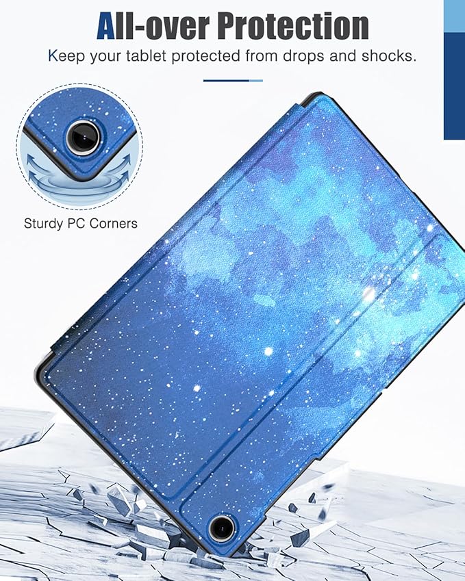 MoKo Case for Samsung Galaxy Tab A9 Plus 11-Inch 2023, Multi-Angle Viewing Slim Back Shell Protective Cover Case with Auto Wake/Sleep for Galaxy Tab A9+ Tablet SM-X210/SM-X216/SM-X218, Blue Starry Sky