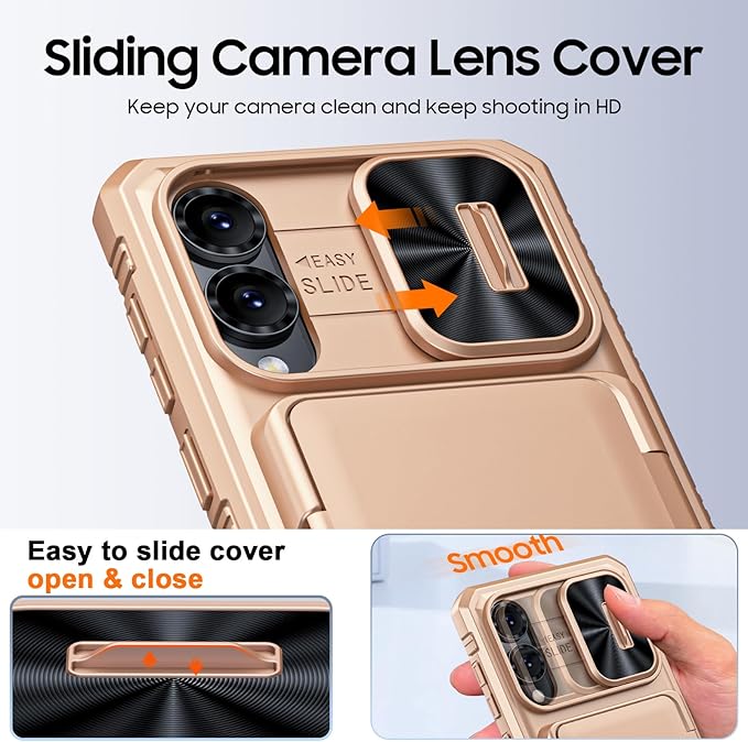 for Samsung Galaxy S25 Edge Case Wallet with RFID [Cards Holder][Camera Cover][Edge Raised] Full Body Shockproof Silicone Protective Phone Case for Galaxy S25 Edge 2025 (Champagne Gold)